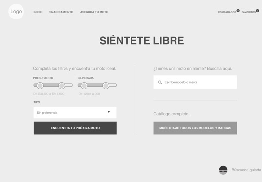 Wireframe of the Homepage