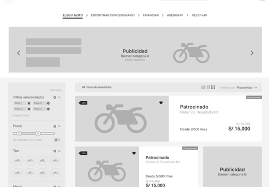 Wireframe results page